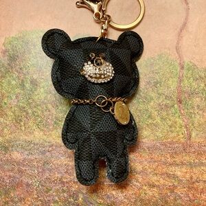 Teddy bear Crystal keychain Charm 2 Tone Bling